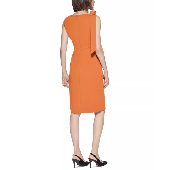  Womens Petite Bow Sheath Dress, Orange, 6P