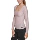  Womens Square-Neck Shimmer Top, Enchant/Silver, Small