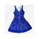  Womens Blue Zippered Pleated Lined Sleeveless V Neck Mini Party Fit + Flare Dress Juniors 5