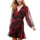 s Womens Juniors’ Printed Fit & Flare Dress, Red/0