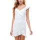 s Womens Juniors’ Ruffled Dress, White/13