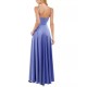 s Womens Juniors’ Side-Slit Satin Gown, Periwinkle, 5