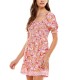 s Womens Juniors’ Smocked Lace-Trim Dress, Pink/XXS