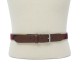  Men’s Canvas Ribbon Overlay Belt with Faux-Leather Trim, Navy, M