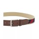  Men’s Canvas Ribbon Overlay Belt with Faux-Leather Trim, Navy, M