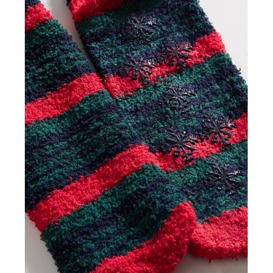  Men’s Cozy Holiday Stripe Socks, Red/Green
