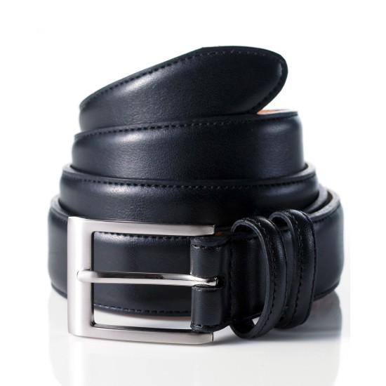 Mens Faux Leather Dress Belt, Black, 32