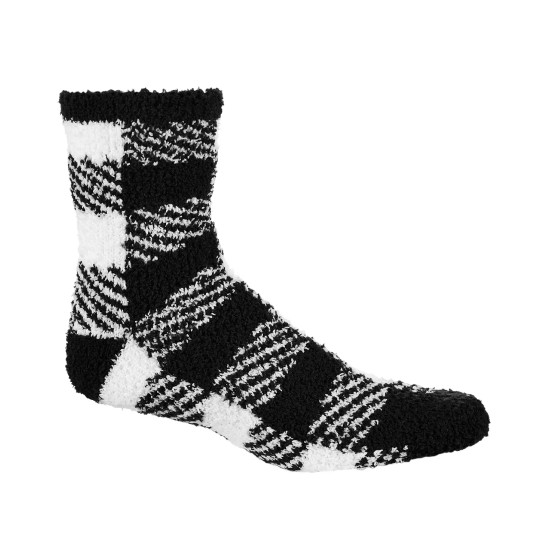  Mens Holiday Half Calf Socks, Black/White, OS