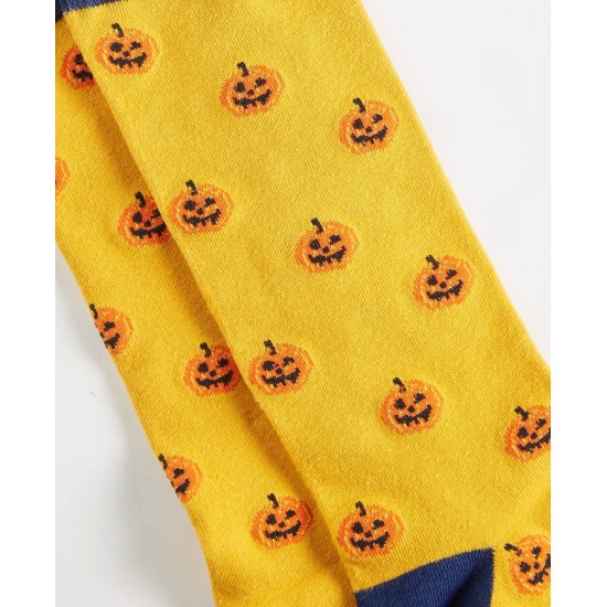  Men’s Holiday Jack O’Lantern Crew Socks, Yellow