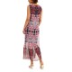  Womens Printed Chiffon Maxi Dress, Pink, 10