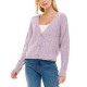  Juniors’ Cable-Knit Cardigan, Lilac/XS