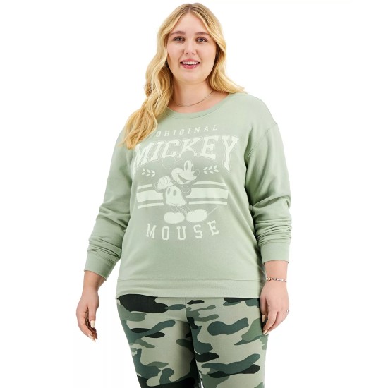  Womens Trendy Plus Size Varsity Mickey Mouse-Graphic Sweatshirt, Desert Sage, XXX-Large
