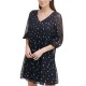  Womens Pleated Embroidered Dress, Midnight/8