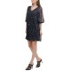  Womens Pleated Embroidered Dress, Midnight/8