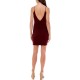  Womens Juniors’ V-Neck Ruched Bodycon Dress, Wine/L