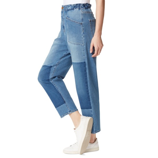 Frayed Denim Womens Barrel Straight-Leg Jeans, Light Blue, 29