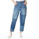 Frayed Denim Womens Barrel Straight-Leg Jeans, Light Blue, 29
