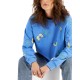  Juniors’ Butterflies Cutoff Sweatshirt, Blue/L