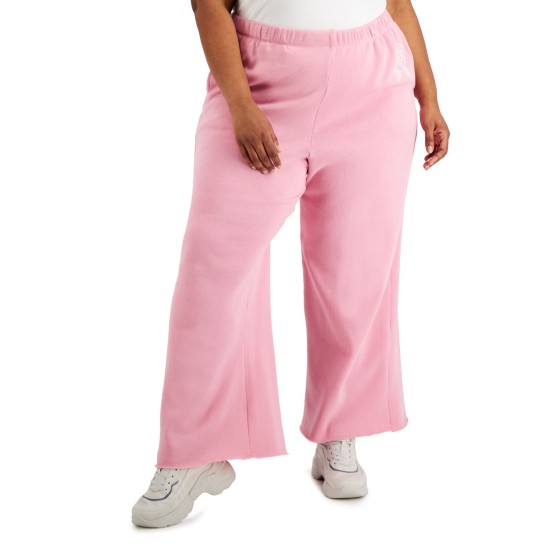  Women’s Trendy Plus Size Los Angeles Wide-Leg Pants, Pink, 2X
