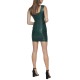  Womens Side-Ruched Faux-Leather Sheath Dress, Green/2