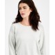  Juniors Cutout-Back Knit Top,White/Heather Grey,Large