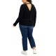  Trendy Plus Size Slit-Back Hacci Top, Black, 2X