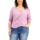  Trendy Plus Size Ruched Hook-and-Eye-Front Top, Purple, 1X