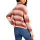  Juniors’ Spacedye-Striped Turtleneck Sweater, Rust Ombre Spacedye, Large
