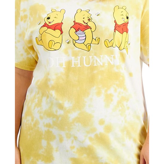  Womens Plus Trendy Tie-Dyed Cotton Graphic Print T-Shirts, Yellow, 3X