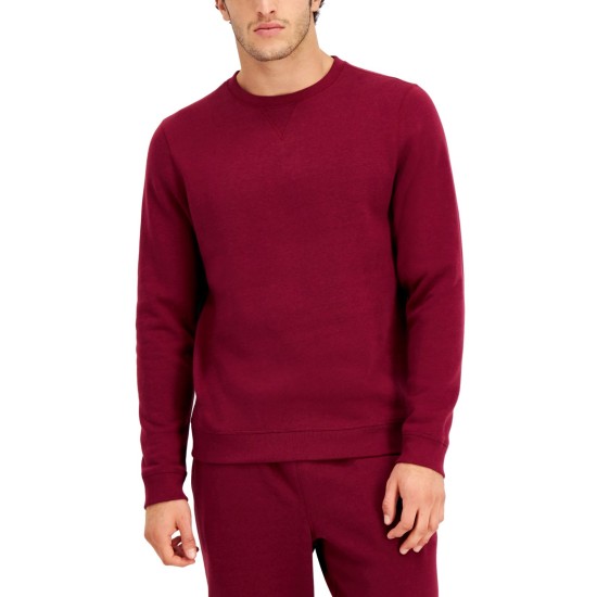  Men’s Fleece Pullover Crewneck Sweatshirt, Wine, XXXL