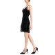  Womens Sequin Sleeveless Mini Dress, Black/M