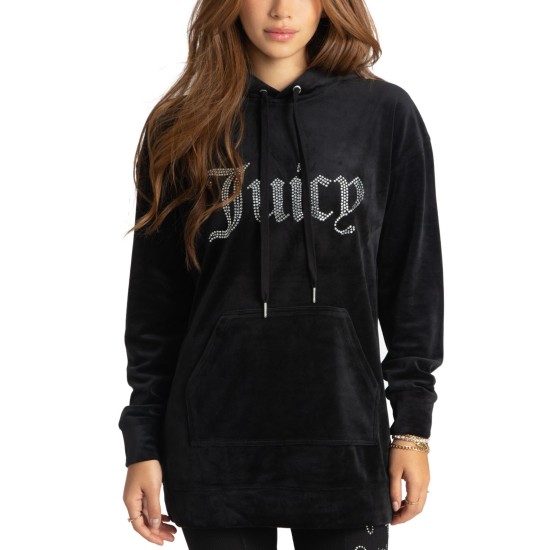  Couture Womens Embellished Oversized Hoodie, Black/S