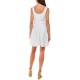  Women’s Square-Neck Fit & Flare Dress, White, Medium