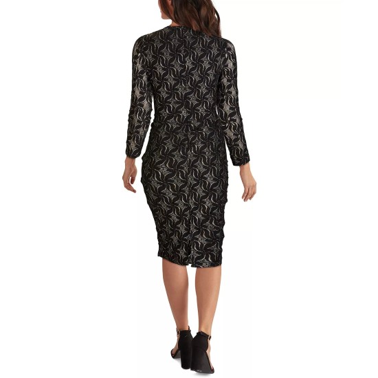  Womens Metallic-Patterned Dress, Black/8