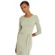 Lauren Ralph Lauren Petite Ribbed Long Sleeve Dress, XS, Green