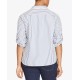  Plus Size Striped Roll-Tab Shirt, White/Indigo, 3X
