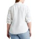 LAUREN Ralph Lauren Plus Size Linen Shirt , White, 3XLarge