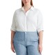  Plus Size Roll-tab Sleeve Top White 2x