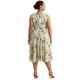 LAUREN Ralph Lauren Plus-Size Floral Bubble Crepe Dress ,18w, Green