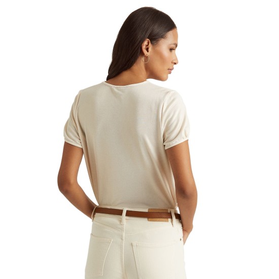  Women’s Foiled Jersey T-Shirt, Mascarpone Cream, XX-Large