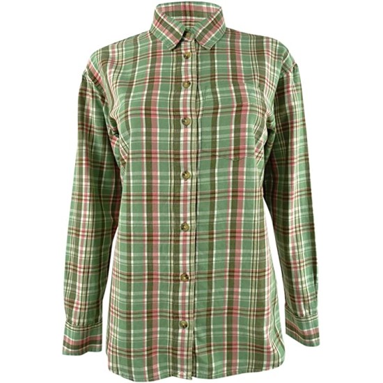 Lauren Ralph Lauren Women’s Plaid Cotton Twill Shirt (L, Green Multi)