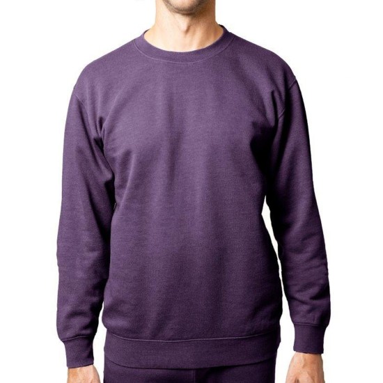  Men’s Crewneck Burnout Fleece Knit Sweatshirt, Purple, XX-Large