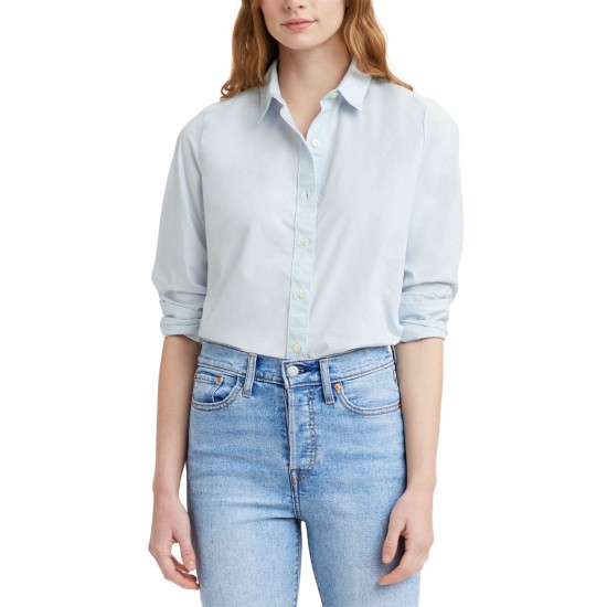 Levi’s Women’s Classic Button-Up Shirt, Blue, Medium