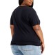  Trendy Plus Size Radiant-Graphic T-Shirt, Black,2X