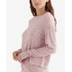  Womens Hacci Ribbed Long Sleeve Top, Light Pink, S