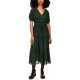  Womens Printed Belted Dress, Green, S
