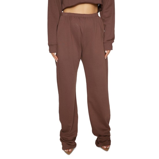  Solid French-Terry Relaxed Sweatpants, Brown/XS