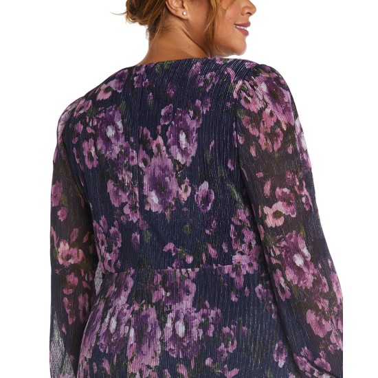  Womens Plus Size Printed High-Low Dress, Purple/18W