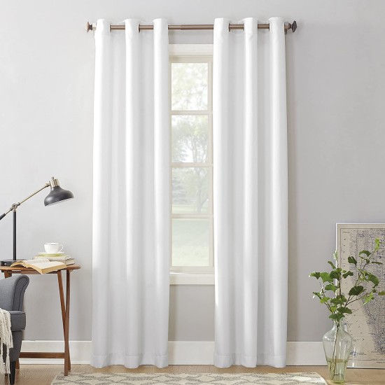  Montego Casual Textured Semi-Sheer Grommet Curtain Panel, White, 48×84