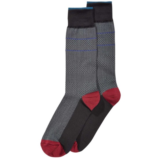  Men’s Microfiber Herringbone Dress Socks (Black/Multi, One Size)